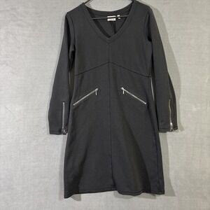 Athleta M Dress Celebration Ponte Black Zipper Pockets Zip‎ Cuffs Long Sleeve
